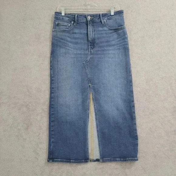 Excellent Good American Womens Denim Slit Front Midi Skirt Size 12/31  4PT - Picture 1 of 7